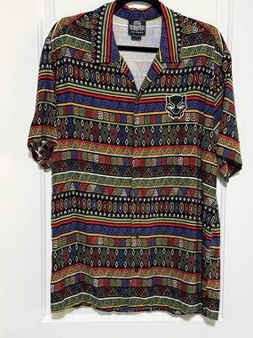 Wakanda Black Panther Patterned Short Sleeve Shirt - Multicolor